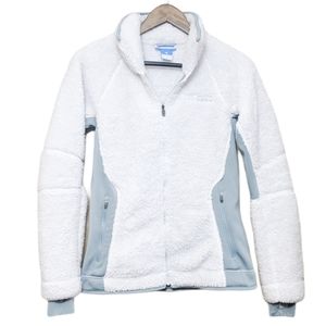 Columbia white sherpa zip up jacket